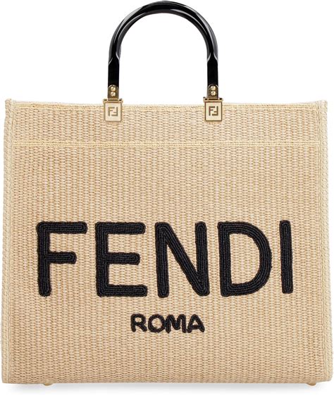 bolso fendi rafia|FENDI Medium Sunshine Raffia Tote Bag .